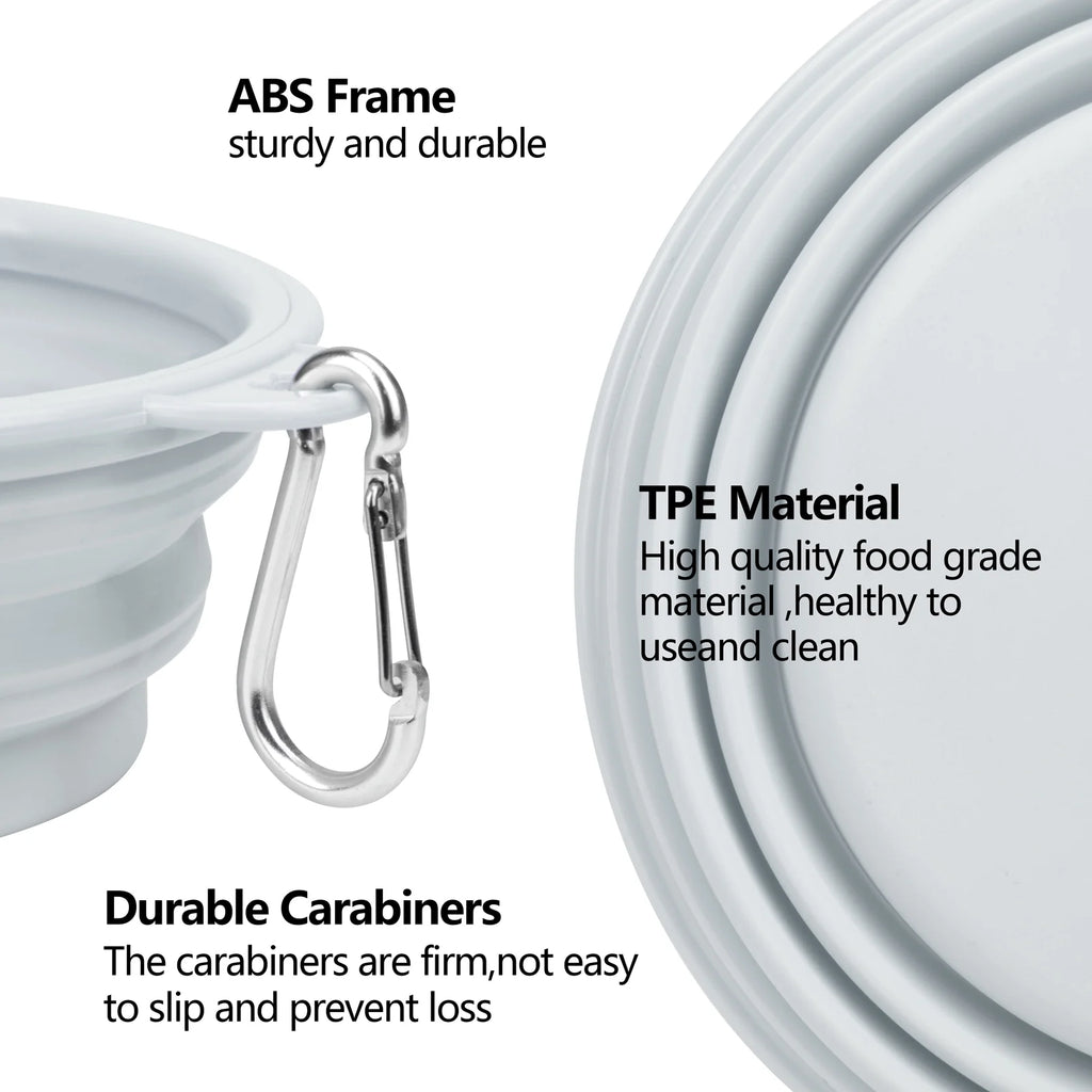 Premium Portable Collapsible Dog Bowls - 2 Pack (Blue) for Travel & Camping with Carabiner Clip