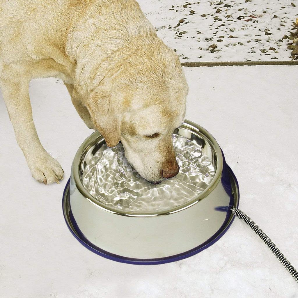 Thermal-Bowl 102 oz Heated Outdoor Pet Water Dish - No-Freeze Stainless Steel with Anti-Chew Cord & 25W Safety Certification