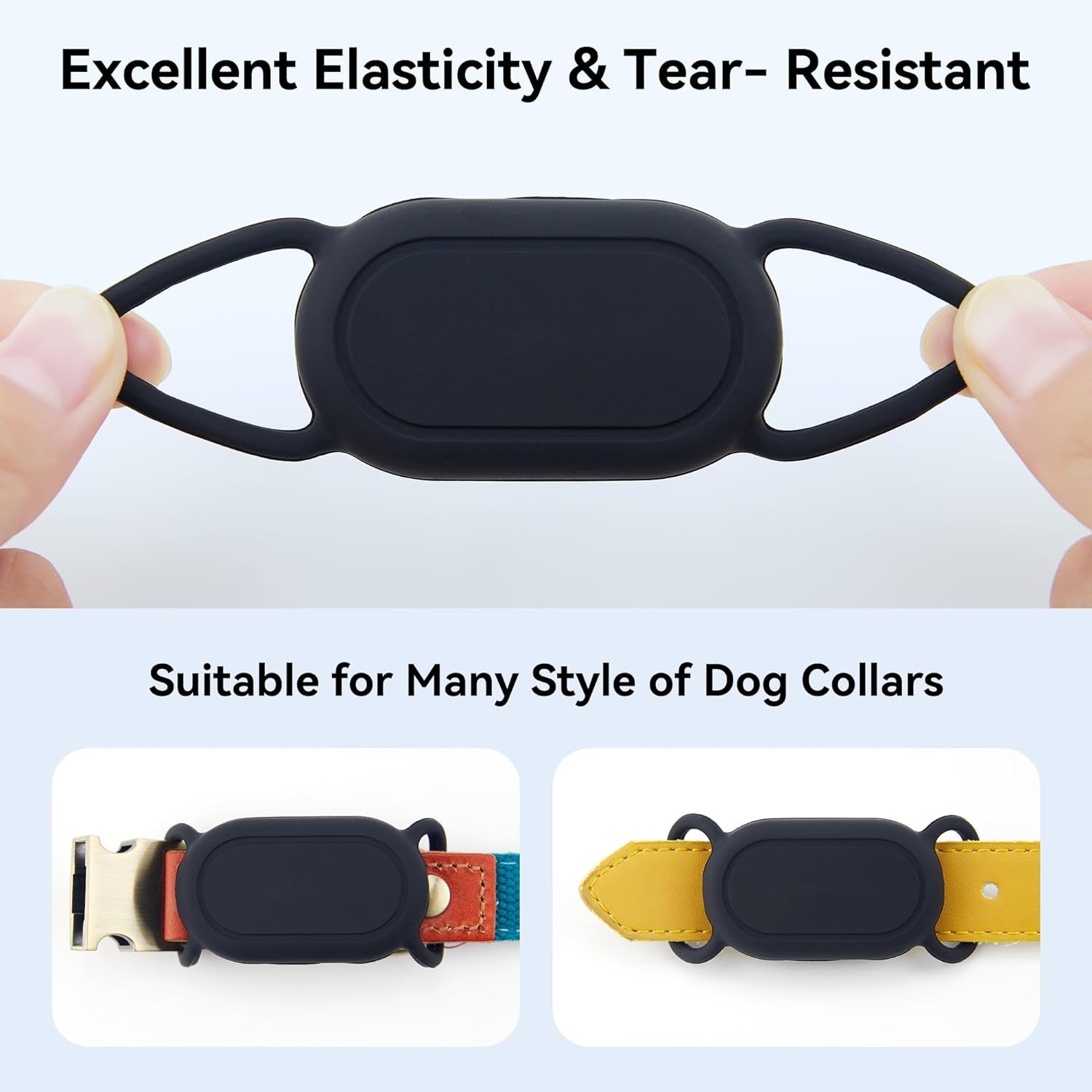 Dog Collar Holder(2 Pack) for Galaxy Smarttag2, Waterproof Silicone Case for Pet Cat, Anti-Lost Scratch Resistant Protective Cover Accessory for Samsung Galaxy Smart Tag2 (Black)
