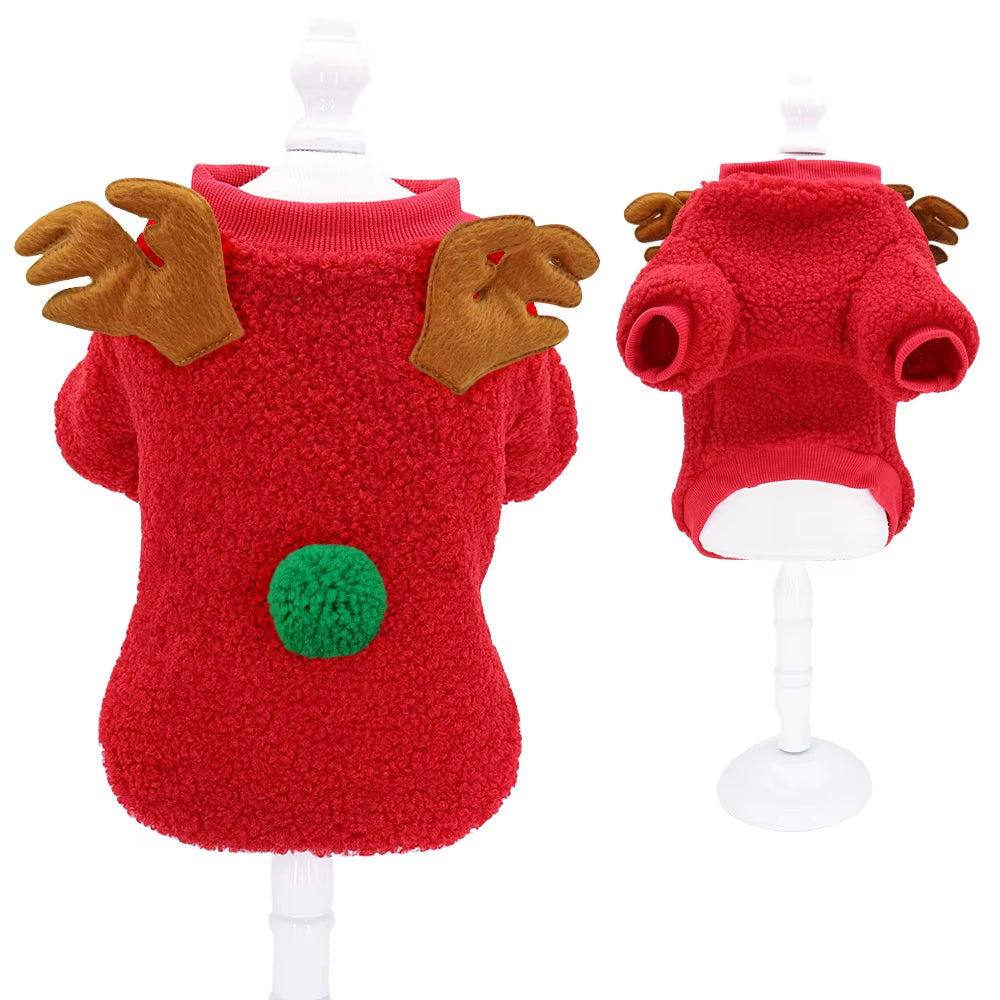 Christmas Dog Clothes Vest Pet Puppy Cat New Year Clothing Coat Cute Costume Soft Fleece Outfit Clothing Pug Chihuahua S-2XL
