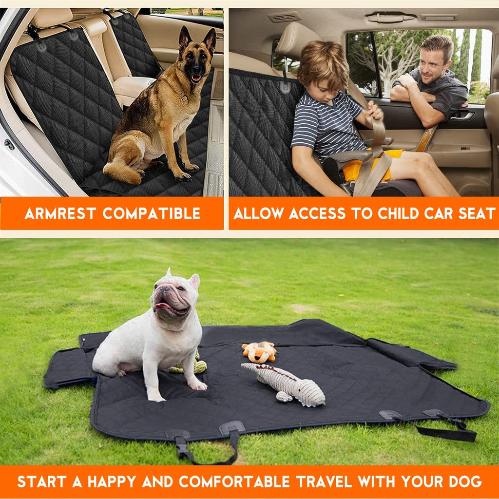 Ultimate Waterproof Dog Car Seat Cover - Non-Slip Back Seat Protector for Pets & Kids - Universal Fit for Cars, Trucks & SUVs - Black