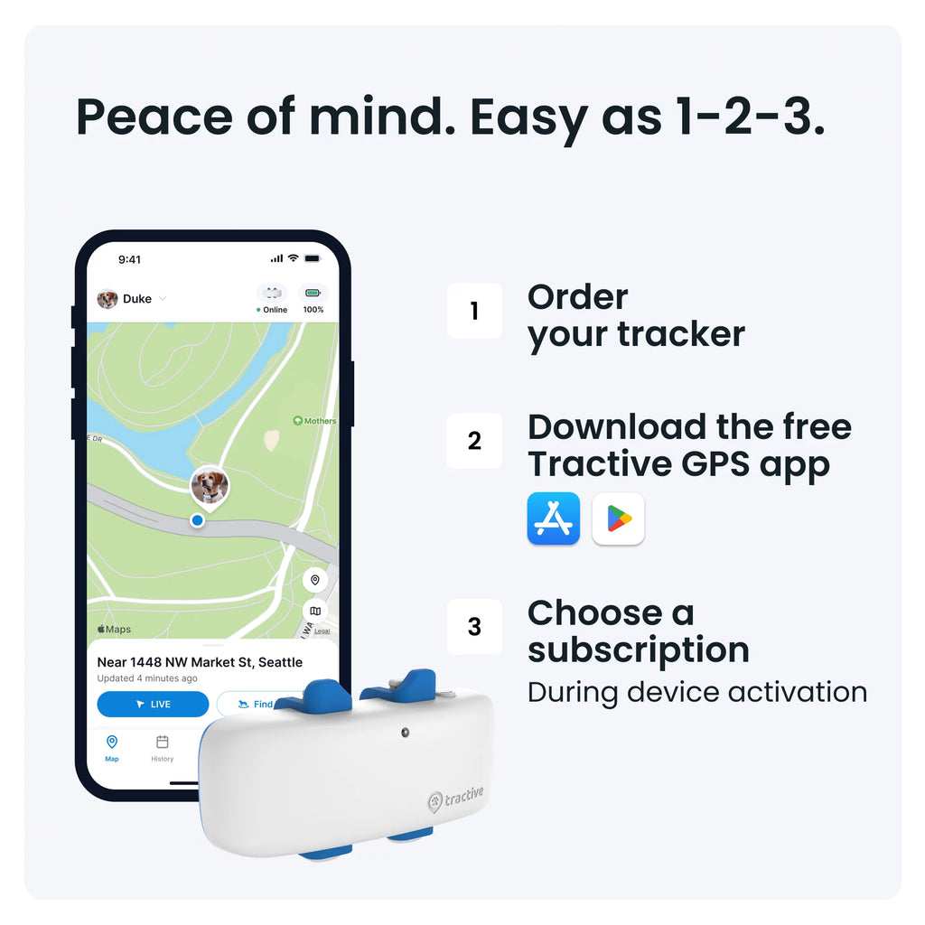 Dog GPS Tracker with Activity Monitoring, Fits Any Collar (Dark Blue)