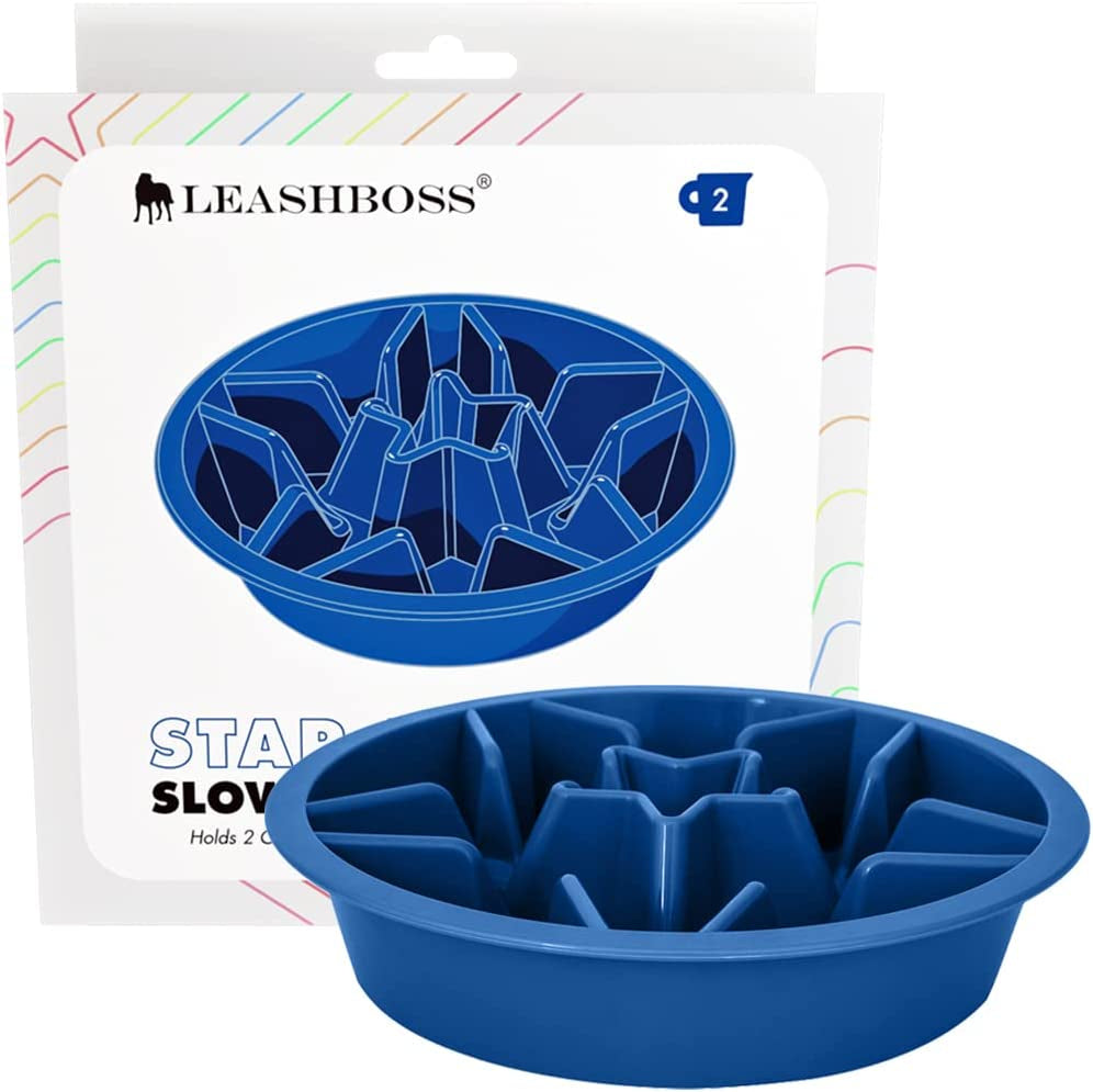 Interactive Blue Puzzle Slow Feeder Dog Bowl – 2 Cup Capacity for Healthy Eating, Perfect for All Breeds and Elevated Feeders
