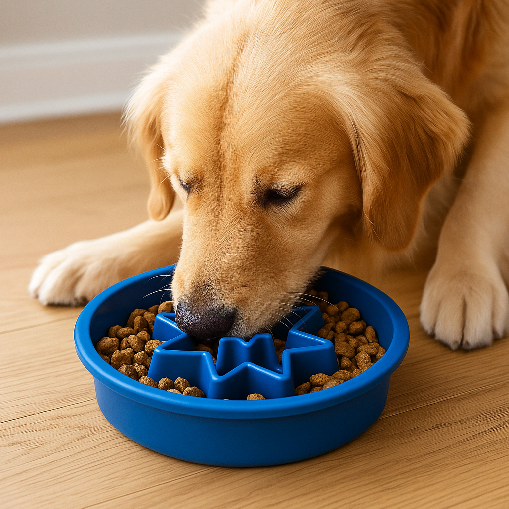Interactive Blue Puzzle Slow Feeder Dog Bowl – 2 Cup Capacity for Healthy Eating, Perfect for All Breeds and Elevated Feeders