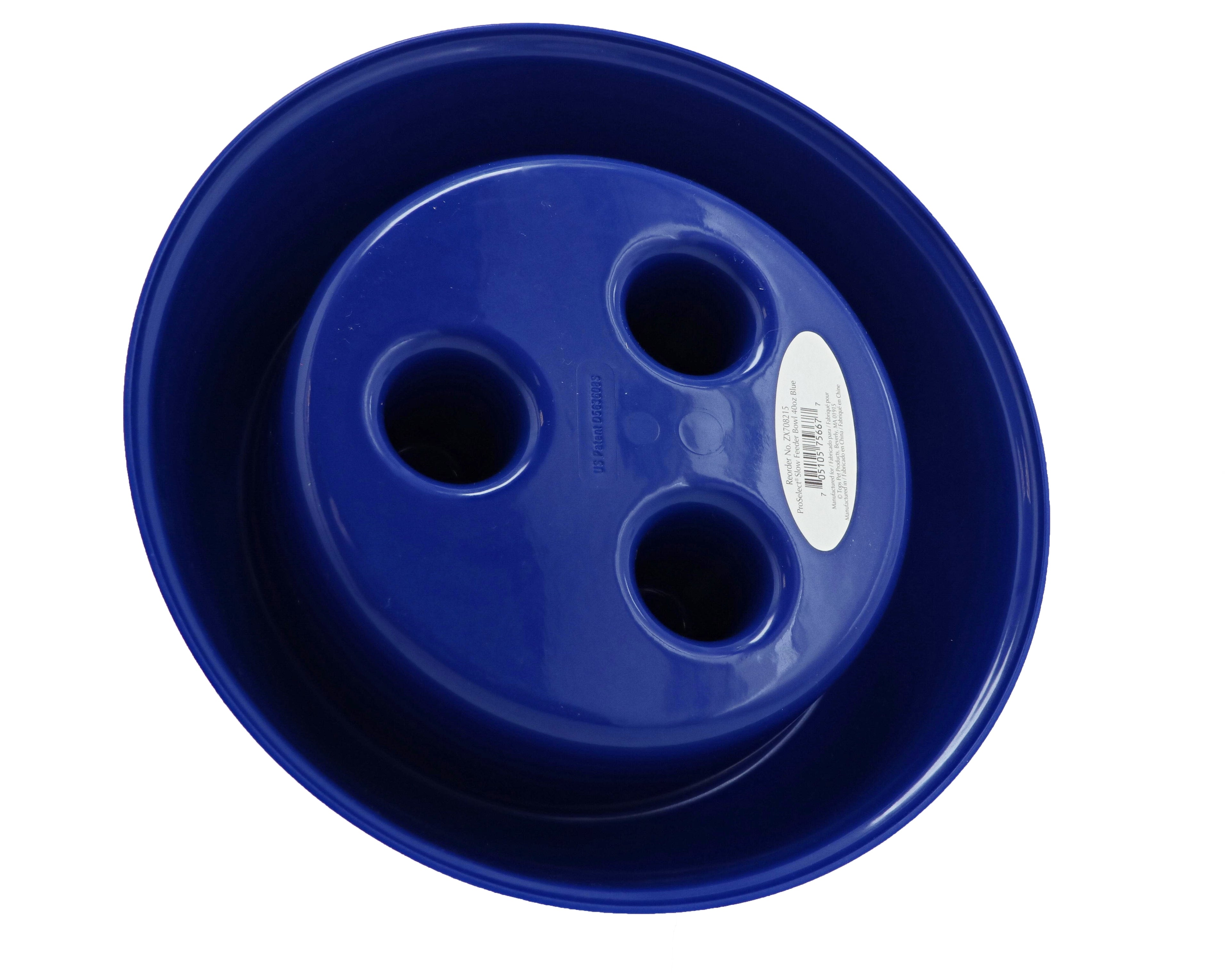 Plastic Slow Feeder Dog Bowl 40Oz, Blue