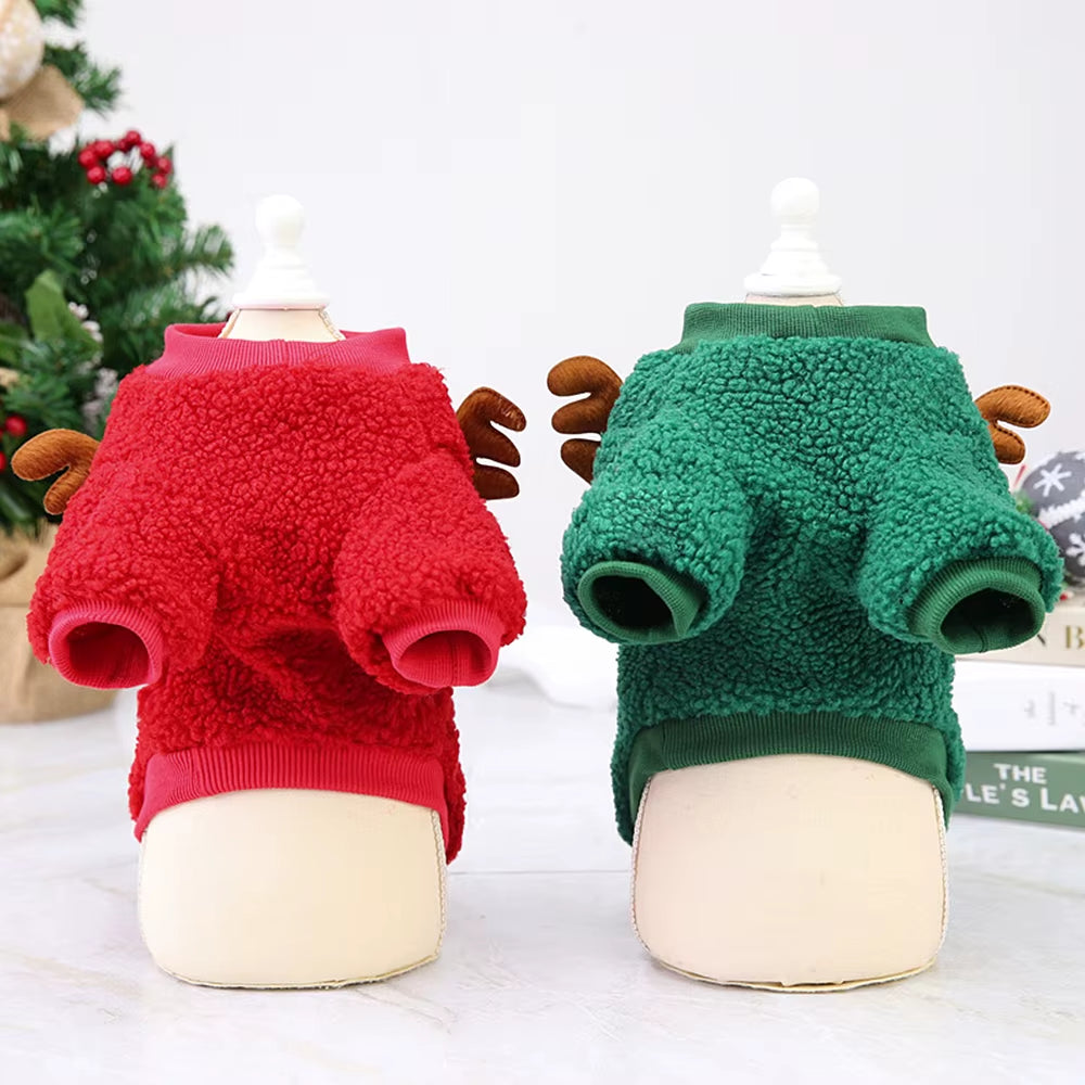 Christmas Dog Clothes Vest Pet Puppy Cat New Year Clothing Coat Cute Costume Soft Fleece Outfit Clothing Pug Chihuahua S-2XL