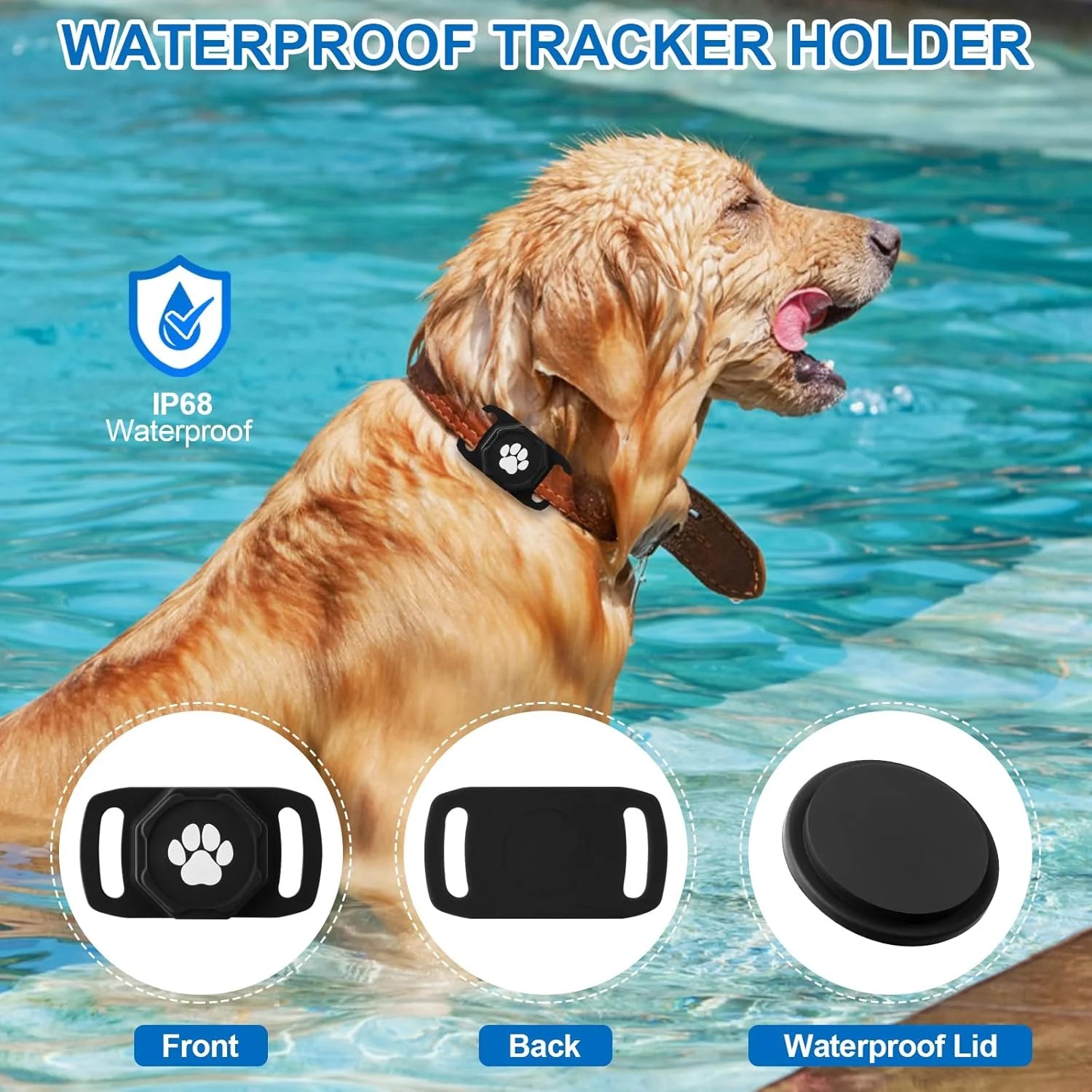 Tractive GPS Dog Tracker - Affordable No Monthly Fee GPS Collar for Dogs, Apple Compatible, Anti-Lost Pet Tracking Device, Sleek Black Design