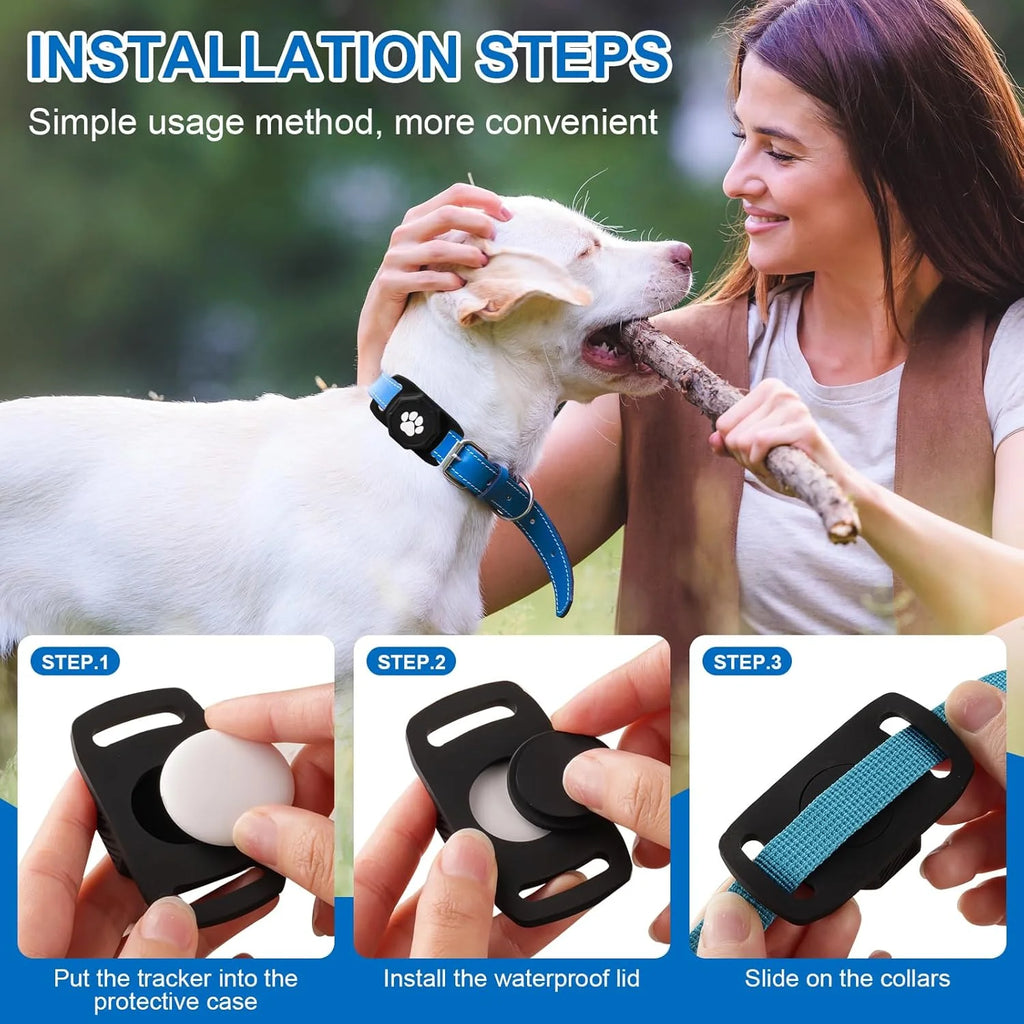 Tractive GPS Dog Tracker - Affordable No Monthly Fee GPS Collar for Dogs, Apple Compatible, Anti-Lost Pet Tracking Device, Sleek Black Design