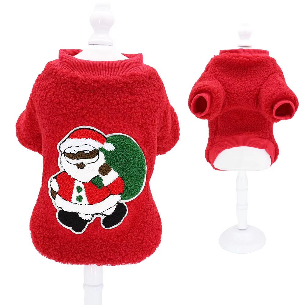 Christmas Dog Clothes Vest Pet Puppy Cat New Year Clothing Coat Cute Costume Soft Fleece Outfit Clothing Pug Chihuahua S-2XL