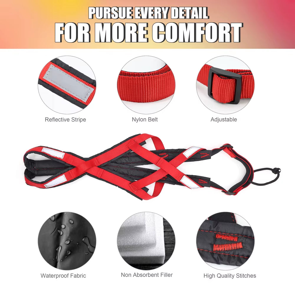 Waterproof Dog Sledding Harness Reflective Pet Sledding Skijoring Harness Big Large Dogs Weight Pulling Vest for Pet Training